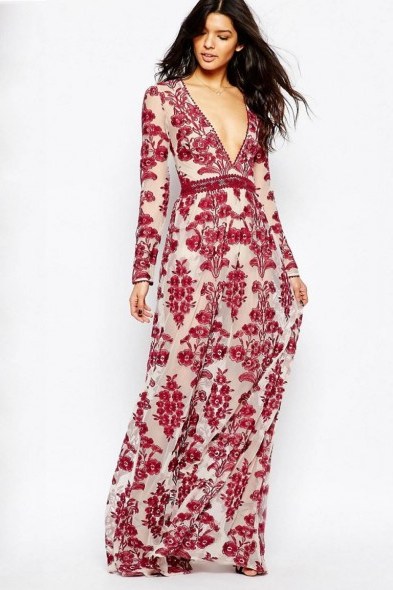 $199.00 FOR LOVE & LEMONS TEMECULA EMBROIDERED MAXI DRESS IN RED - flipped