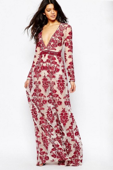 $199.00 FOR LOVE & LEMONS TEMECULA EMBROIDERED MAXI DRESS IN RED