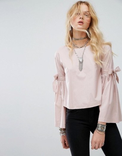 Free People So Obviously Yours Top | pink flared sleeve tops - flipped