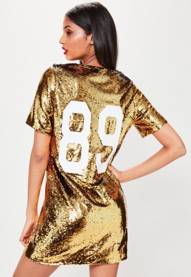 missguided gold oversized sequin 89 print dress