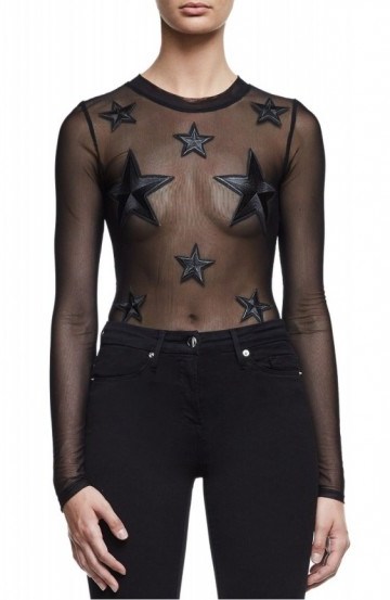 GOOD AMERICAN Good Body Star Girl Bodysuit | sheer black bodysuits - flipped