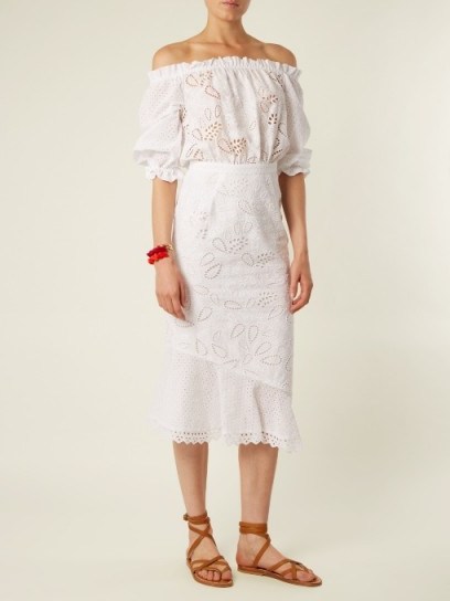 SALONI Grace broderie-anglaise off-the-shoulder dress - flipped
