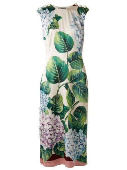 DOLCE & GABBANA Hydrangea-print stretch-silk dress ~ beautiful Italian fashion - flipped
