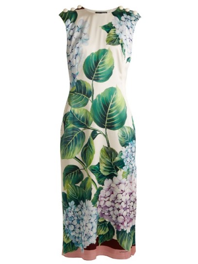 DOLCE & GABBANA Hydrangea-print stretch-silk dress ~ beautiful Italian fashion