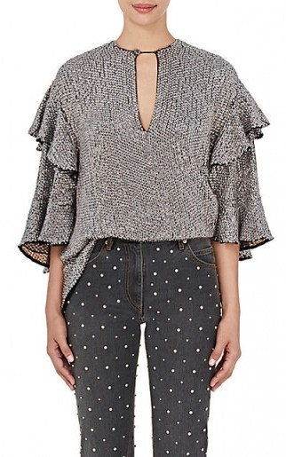 ISABEL MARANT Basile Sequin-Embellished Blouse | luxe ruffle sleeve blouses - flipped