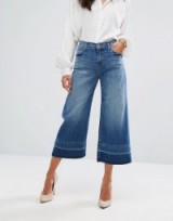 J Brand Mid Rise Wide Leg Crop with Raw Hem | cropped blue denim jeans