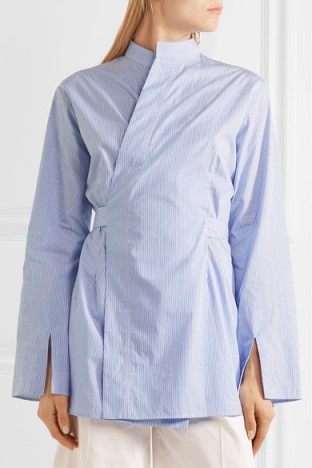 Oriental style shirts | JOSEPH Andy striped cotton-poplin wrap shirt