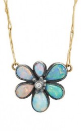 JUDY GEIB Mixed-Gemstone Floral Pendant Necklace | opal flower necklaces