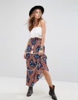 Kiss The Sky Festival Maxi Skirt With Tassel Ties In Tiger Tile Print – long summer skirts