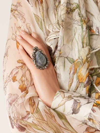 ALEXANDER MCQUEEN Labradorite-embellished double-band ring - flipped