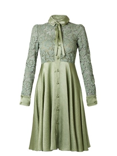 VALENTINO Lace and hammered-satin dress ~ luxe green dresses - flipped