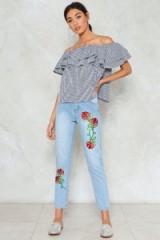 Nasty Gal Life Rose On Embroidered Jeans
