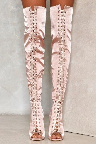 Nasty Gal Love is in Control Over-the-Knee Satin Boot - flipped