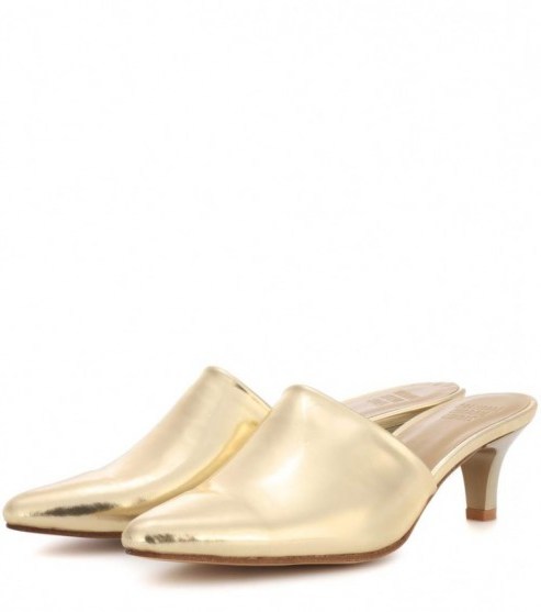 MARYAM NASSIR ZADEH Andrea gold metallic leather mules - flipped