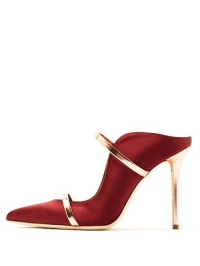 MALONE SOULIERS Maureen satin mules maroon-red - flipped