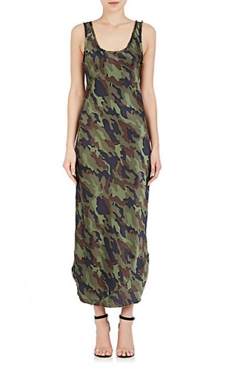 Heidi Klum long camo print dress, Camouflage Silk Sleeveless Maxi Dress by NILI LOTAN, out in New York, 27 June 2017. Celebrity dresses | star style fashion