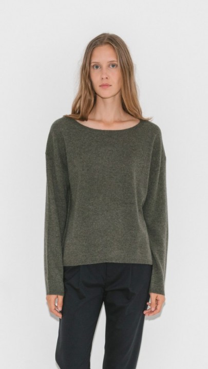 Nili Lotan Rylie Cashmere Sweater – chic army green sweaters