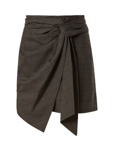 ISABEL MARANT ÉTOILE Nima knot-detail checked wool mini skirt - flipped