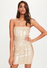 missguided nude bandeau bandage sequin bodycon dress ~ strapless luxe style party dresses