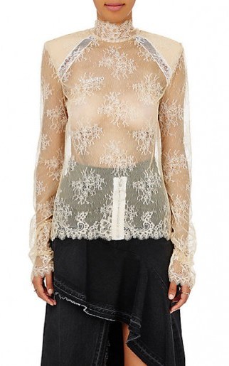 OFF-WHITE C/O VIRGIL ABLOH Lace Mock Turtleneck Top | sheer luxe high neck tops - flipped
