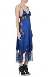 OFF-WHITE C/O VIRGIL ABLOH Satin & Lace Midi-Slipdress | luxe blue slip dresses | semi sheer cami dress
