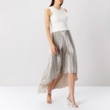 COAST Paige Pleat Maxi Skirt ~ silver metallic asymmetric skirts