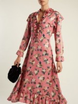 VILSHENKO Palasha floral-print wool and silk-blend dress