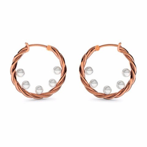 MARCELLO RICCIO Pearls Rose Gold Plated Hoop Earrings - flipped