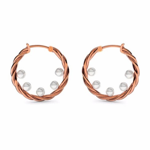 MARCELLO RICCIO Pearls Rose Gold Plated Hoop Earrings