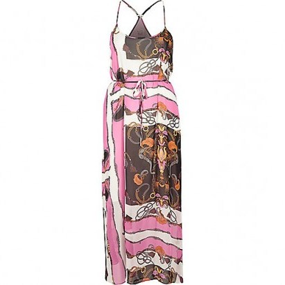 River Island Pink chain print maxi slip dress ~ holiday/vacation dresses - flipped