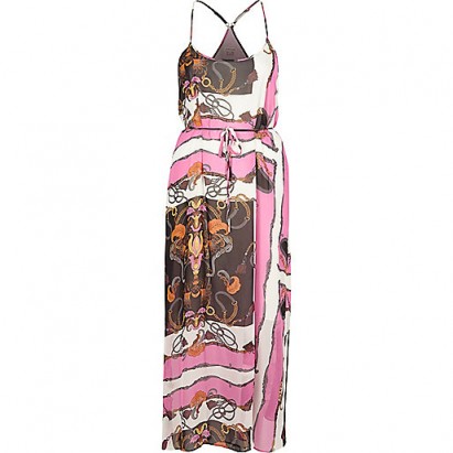 River Island Pink chain print maxi slip dress ~ holiday/vacation dresses