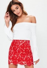 Missguided premium red lace scallop hem mini skirt