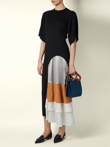 ROKSANDA Rauma round-neck contrast-panel georgette dress ~ dresses made with style - flipped