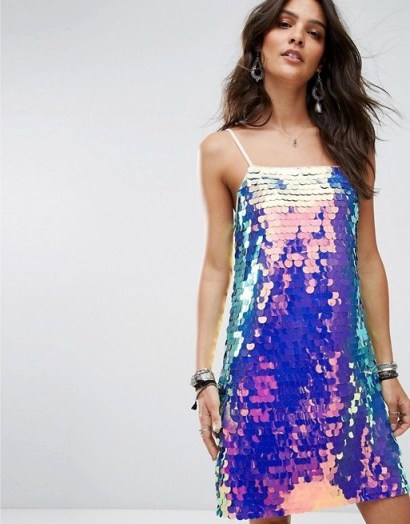 River Island Sequin Slip Dress – shimmering party dresses – sequinned evening fashion - flipped