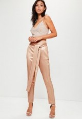 Missguided rose gold metallic cigarette trousers