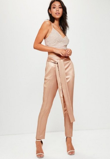Missguided rose gold metallic cigarette trousers - flipped