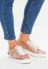 Missguided rose gold ruffle lace up trainers ~ casual glamour ~ sports luxe sneakers