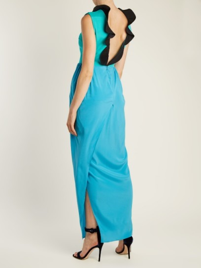 EMILIO DE LA MORENA Rouchelle ruffle-trimmed silk-blend gown ~ ruffled open-back gowns