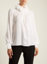 ANDREW GN Ruffled-neck silk-blend georgette blouse