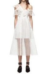 $329.00 Self Portrait Lace Frill Midi Dress In White