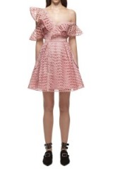 $299.00 Self Portrait Lace Frill Mini Dress In Pink