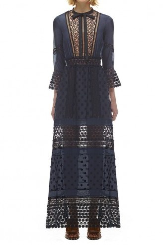 $318.00 SELF PORTRAIT SPRING LACE LONG SLEEVED PLEATED DRESS, SP10-076 - flipped