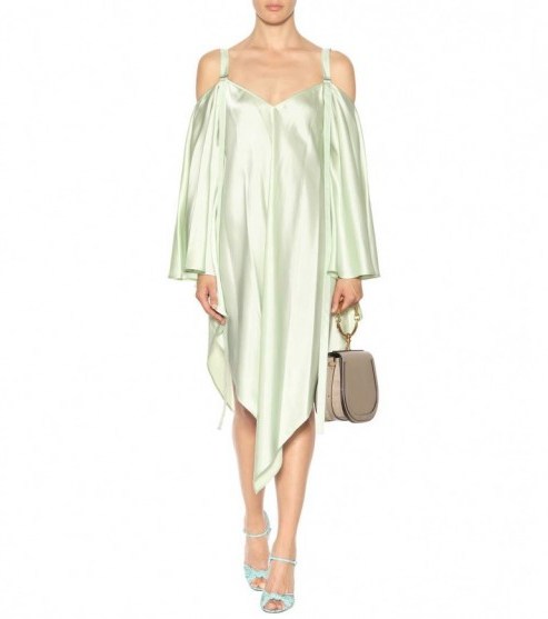 SIES MARJAN Phoebe satin dress – luxe green dresses – chic fashion - flipped