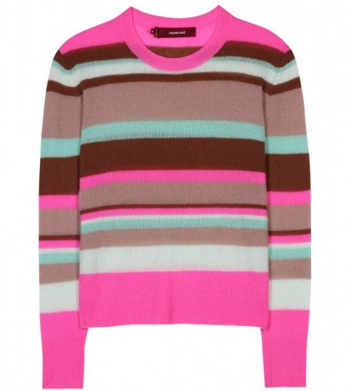 SIES MARJAN Striped cashmere sweater – pink stripe sweaters – luxe knitwear - flipped
