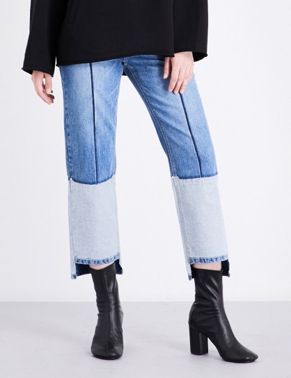 SJYP Stepped-hem straight high-rise jeans denim blue 0033