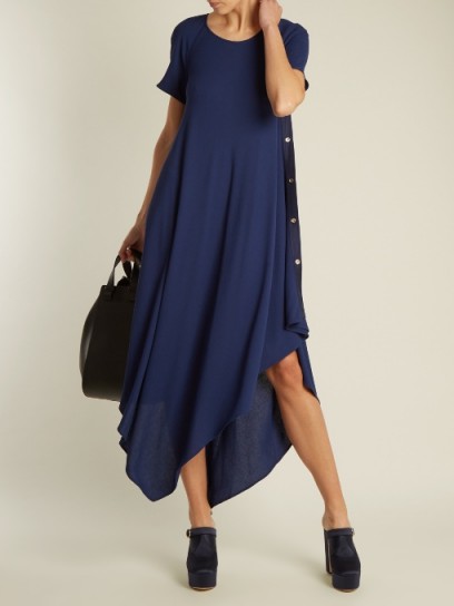 SIES MARJAN Sophie asymmetric-hem crepe dress ~ chic blue dresses