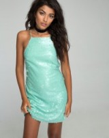 Motel Rocks Winnie Dress in Shell Sequin Mint ~ going out glamour