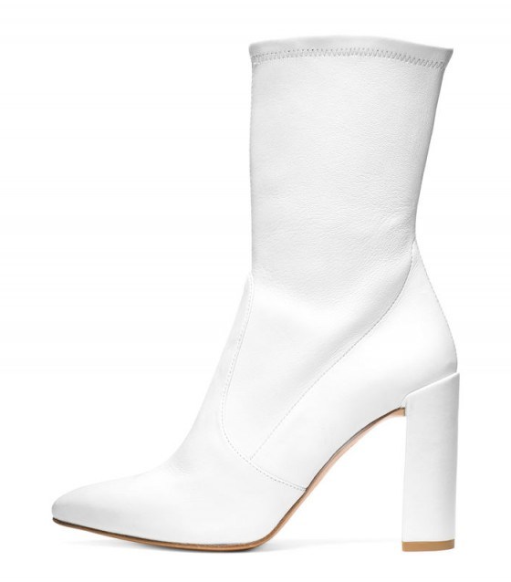 Gigi Hadid white pointed toe ankle boots, Clinger by Stuart Weitzman, out in New York, 17 June 2017. Celebrity street fashion | star style footwear | models off duty - flipped