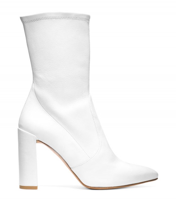 Gigi Hadid white pointed toe ankle boots, Clinger by Stuart Weitzman, out in New York, 17 June 2017. Celebrity street fashion | star style footwear | models off duty