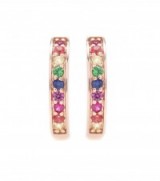 SYDNEY EVAN Small Rainbow Huggie Hoops earrings ~ neat luxe gemstone jewellery